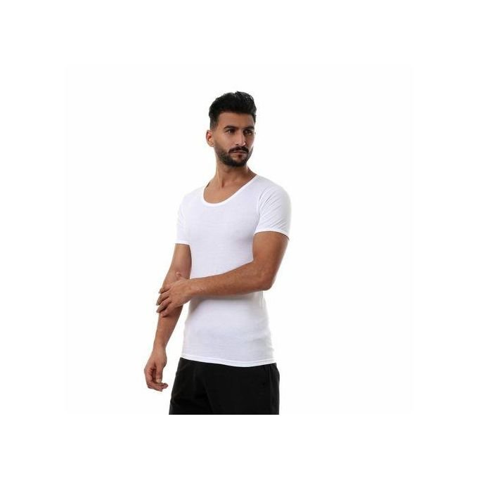 طقم فانلات داخلية رجالي نصف كم بفتحة رقبة دائرية (حوض) قطن 100% (3 قطع) من داين - Image 2