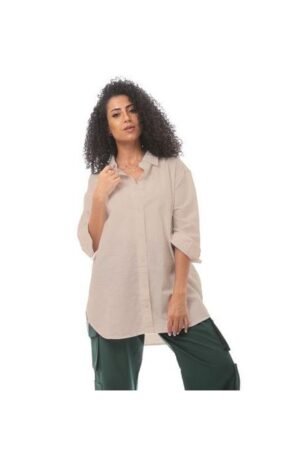 قميص نسائي أساسي بأكمام طويلة وقصة مريحة