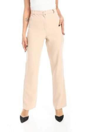 بنطال قماش نسائي كلاسيكي بخصر مرتفع وقصة مصممة (Tailored Trousers)