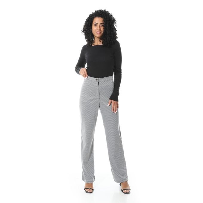 بنطال قماش نسائي كلاسيكي بخصر مرتفع وقصة مصممة (Tailored Trousers) - الصورة 6